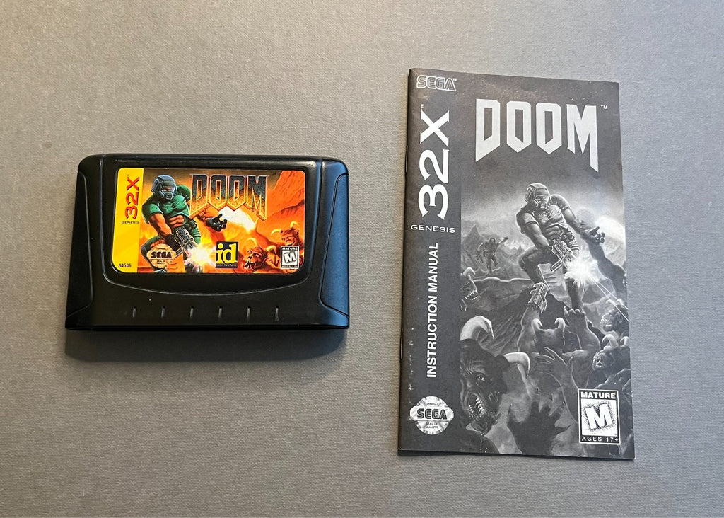 Doom (Sega 32X, 1994) Cartridge and Manual (No Box) Authentic Tested & Working