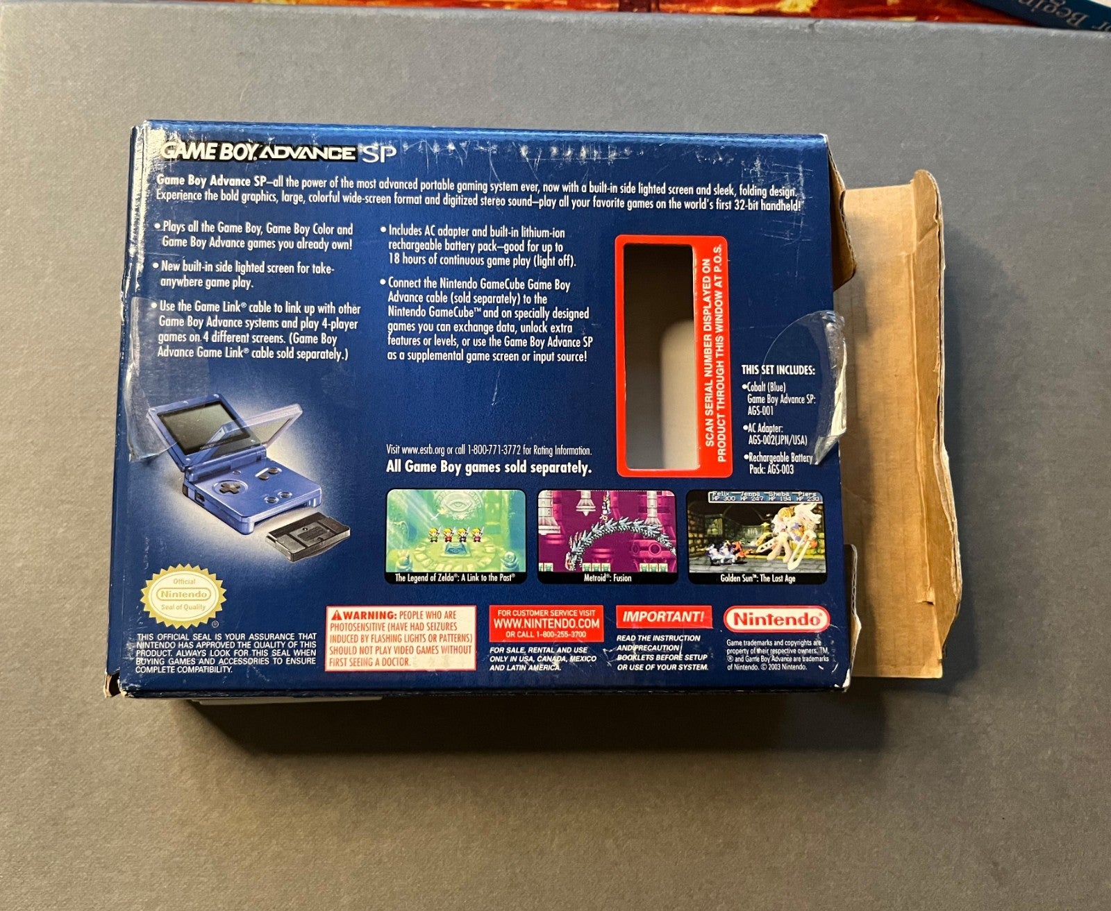 Game Boy Advance SP AGS-001 Cobalt Blue - Complete (CiB) Excellent & Tested