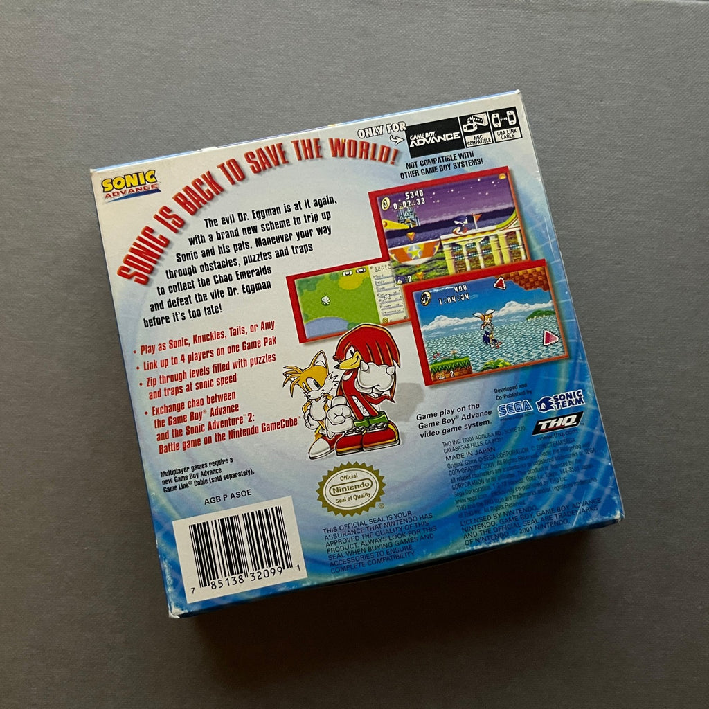 Sonic Advance GameBoy Advance (GBA, 2002) CIB Complete in Box w/Poster & Tested